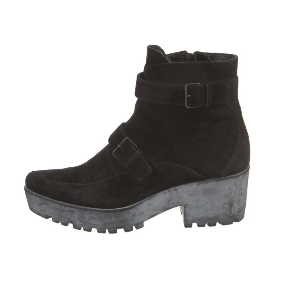 Miu Miu Prada $1100 Black Ankle Booties with Rugged Sole Moto Rock‎ Boots Shoes